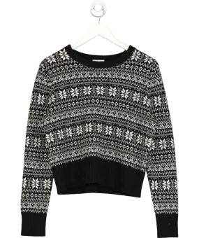 LILYSILK Black 100% Cashmere Fairisle Jumper UK M