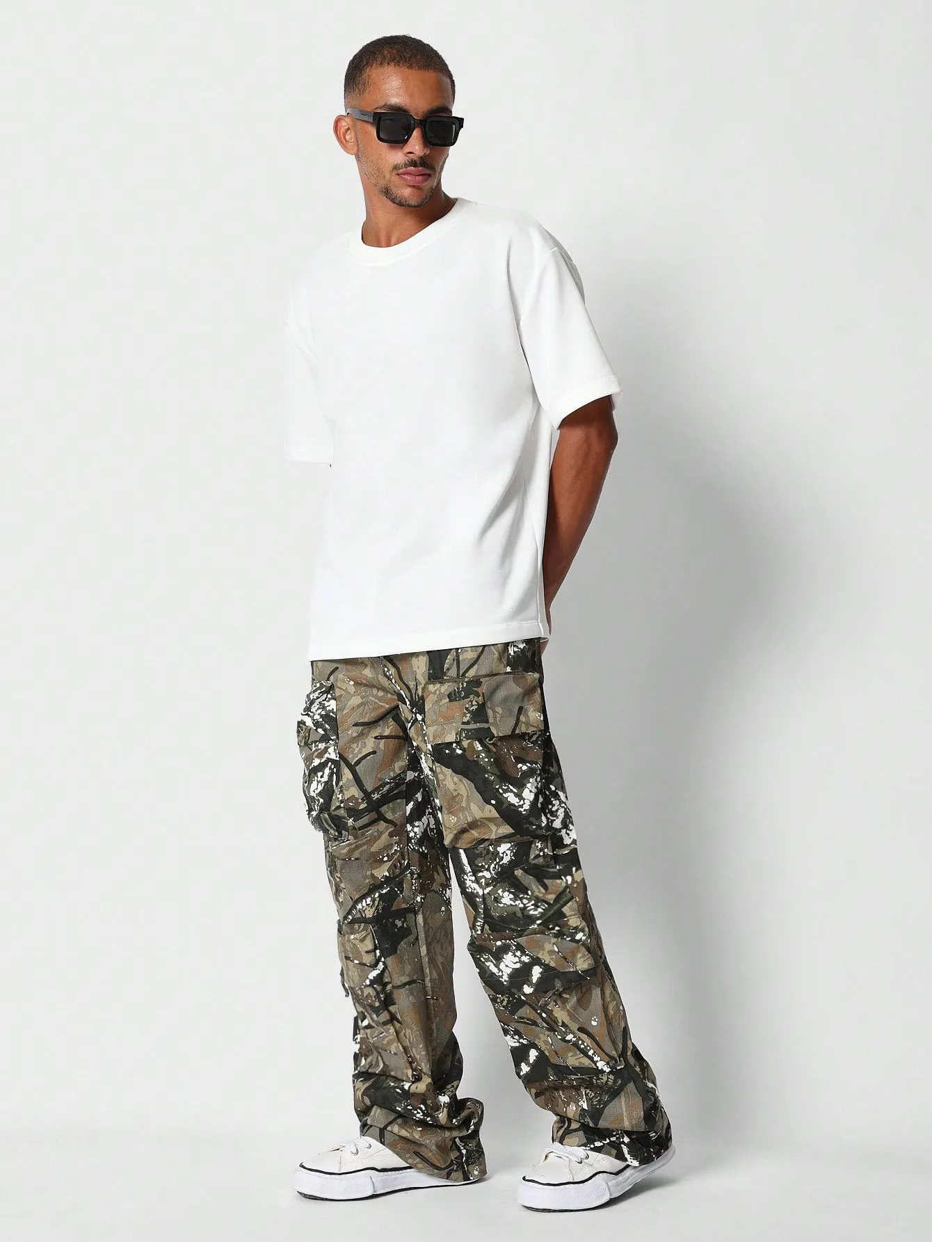 Loose Fit Camo Twill Cargo Pant