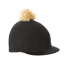 Lycra Hat Silk With Fur Bobble Black By Pc Racewear