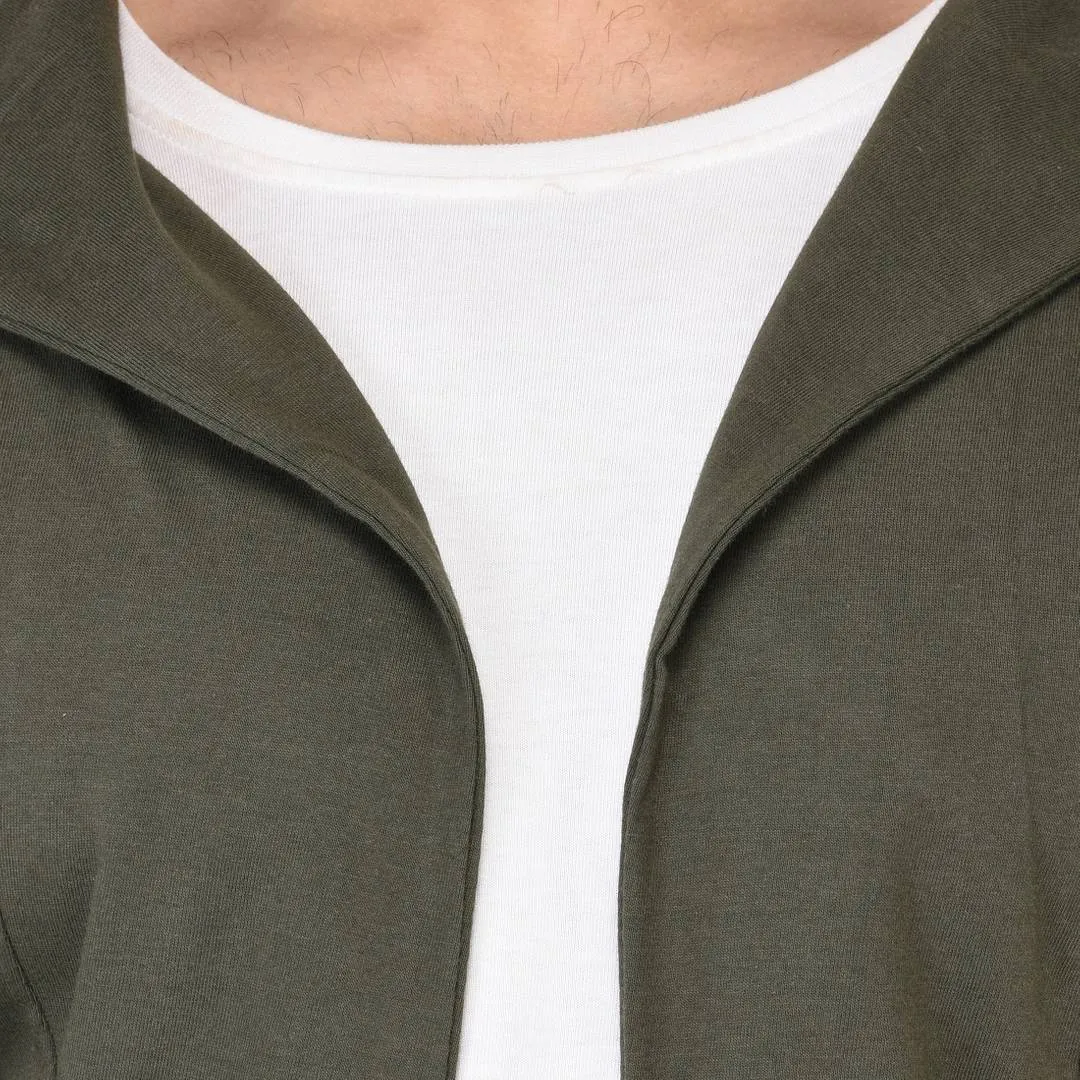 Men's Olive Cotton Solid Shrug