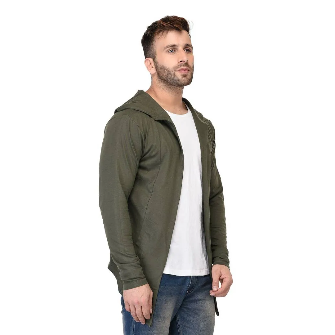 Men's Olive Cotton Solid Shrug