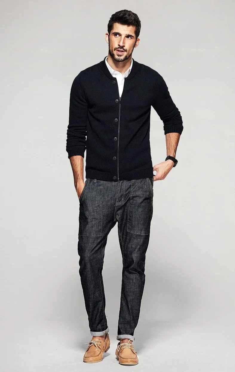Men's Spring Zipper Knitted Slim Cardigan