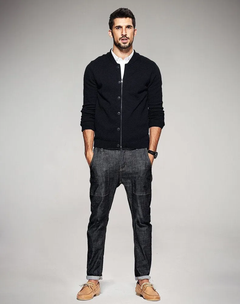 Men's Spring Zipper Knitted Slim Cardigan