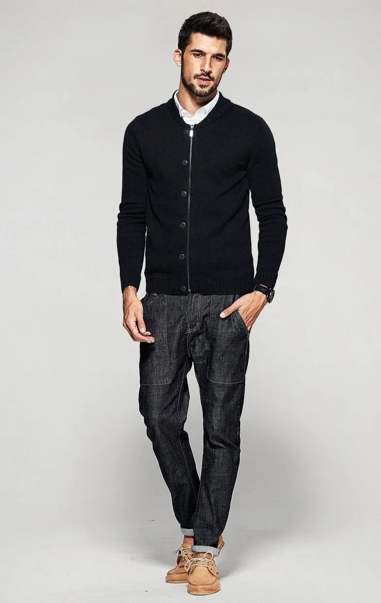 Men's Spring Zipper Knitted Slim Cardigan