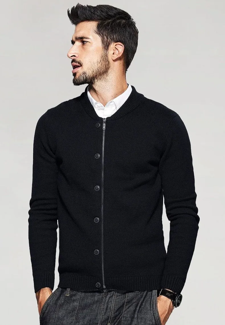 Men's Spring Zipper Knitted Slim Cardigan