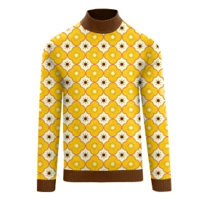 Men's yellow geometric jacquard turtleneck T-Shirts