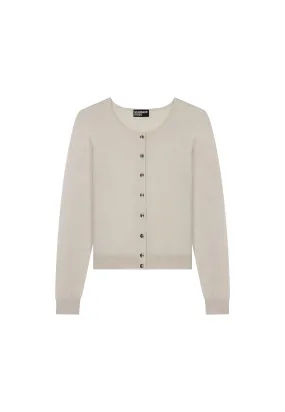 Merino Crop Crew Cardi - Alablaster