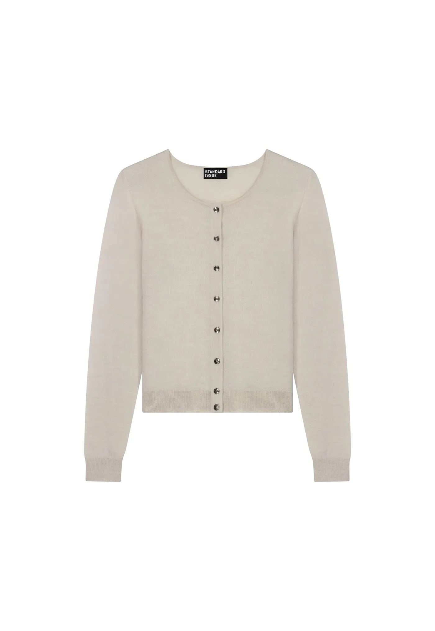 Merino Crop Crew Cardi - Alablaster