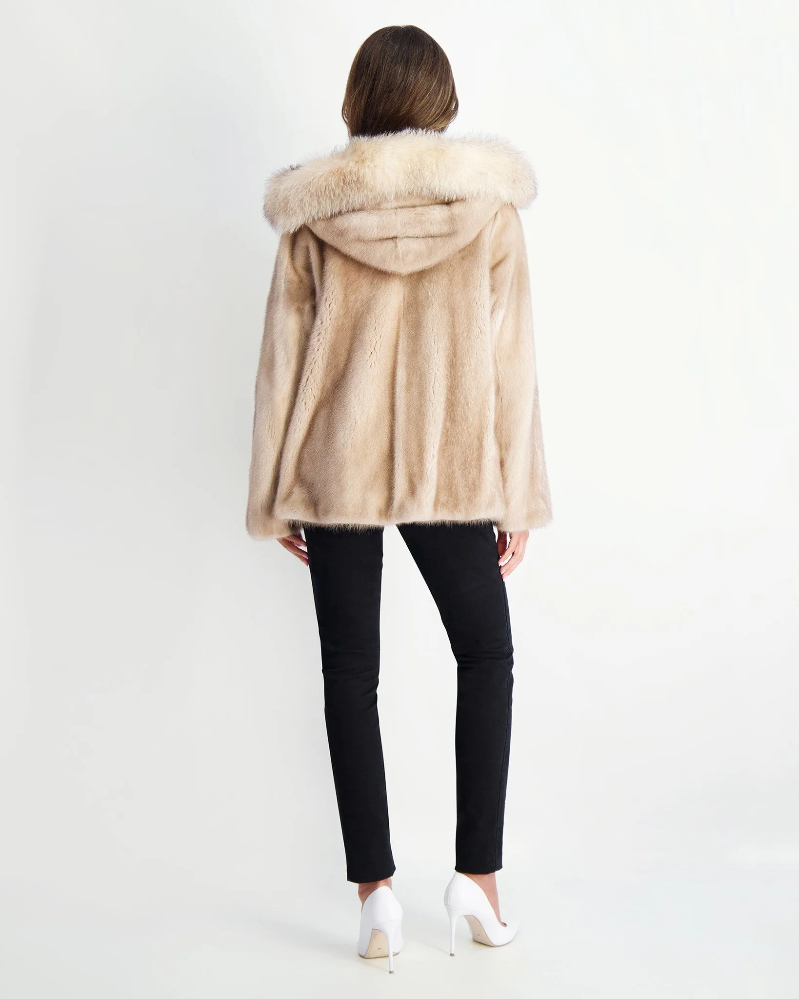 Mink Jacket with Fox Hood Trim