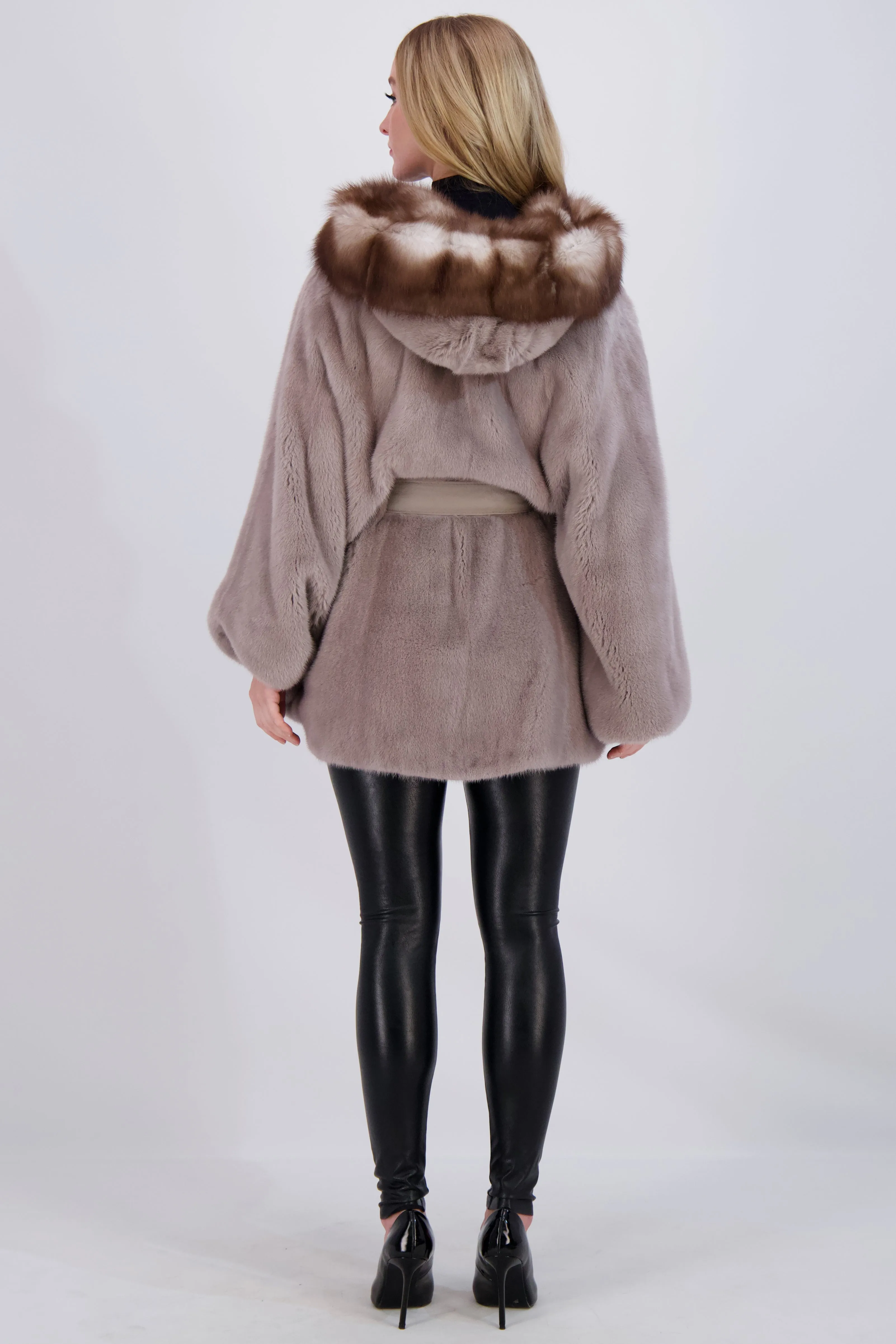 Mink Jacket with Stone Marten Hood Trim