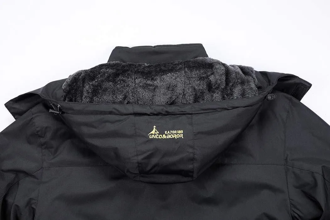 MOERDENG Women's Waterproof Windproof Rain Snow Jacket Hooded Fleece Ski Coat Black, Small
