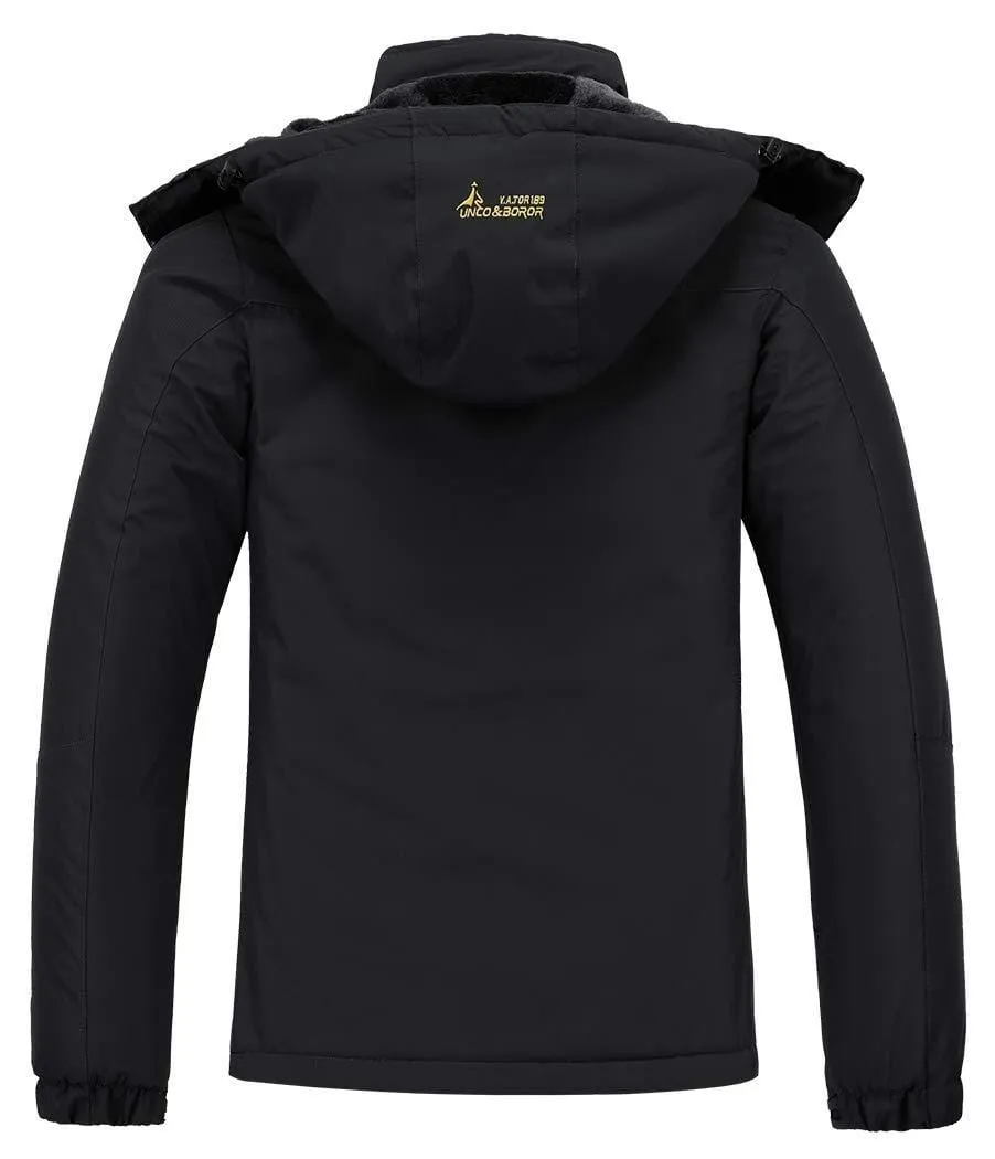 MOERDENG Women's Waterproof Windproof Rain Snow Jacket Hooded Fleece Ski Coat Black, Small