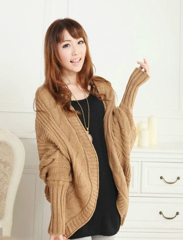 Open Batwing Sleeve Irregular Oversized Cardigans