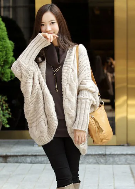 Open Batwing Sleeve Irregular Oversized Cardigans