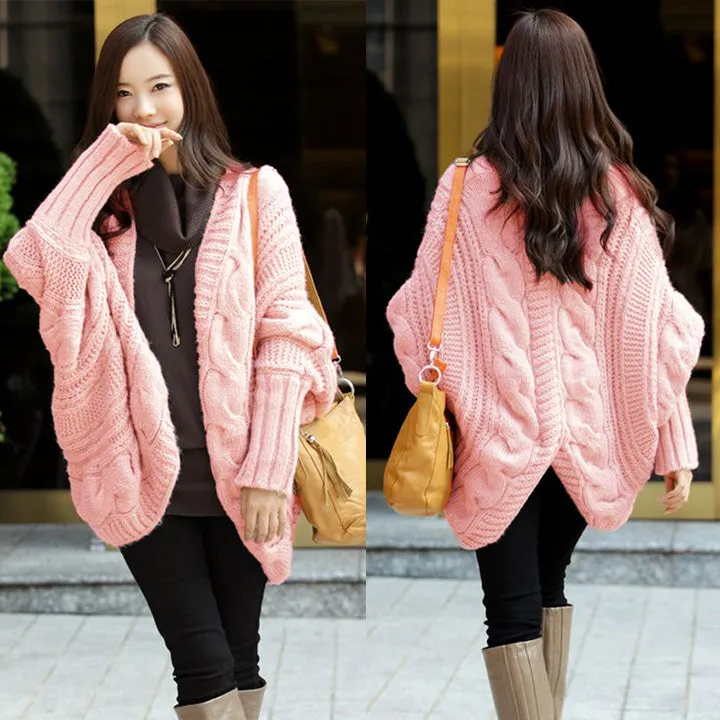 Open Batwing Sleeve Irregular Oversized Cardigans