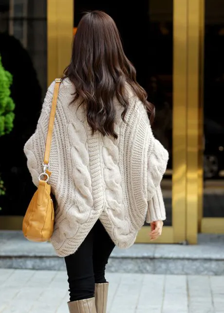 Open Batwing Sleeve Irregular Oversized Cardigans