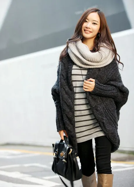 Open Batwing Sleeve Irregular Oversized Cardigans