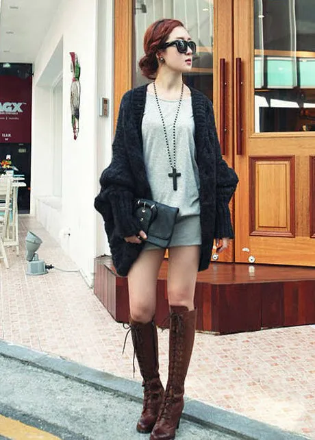 Open Batwing Sleeve Irregular Oversized Cardigans