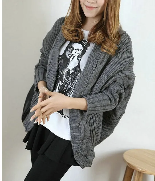 Open Batwing Sleeve Irregular Oversized Cardigans