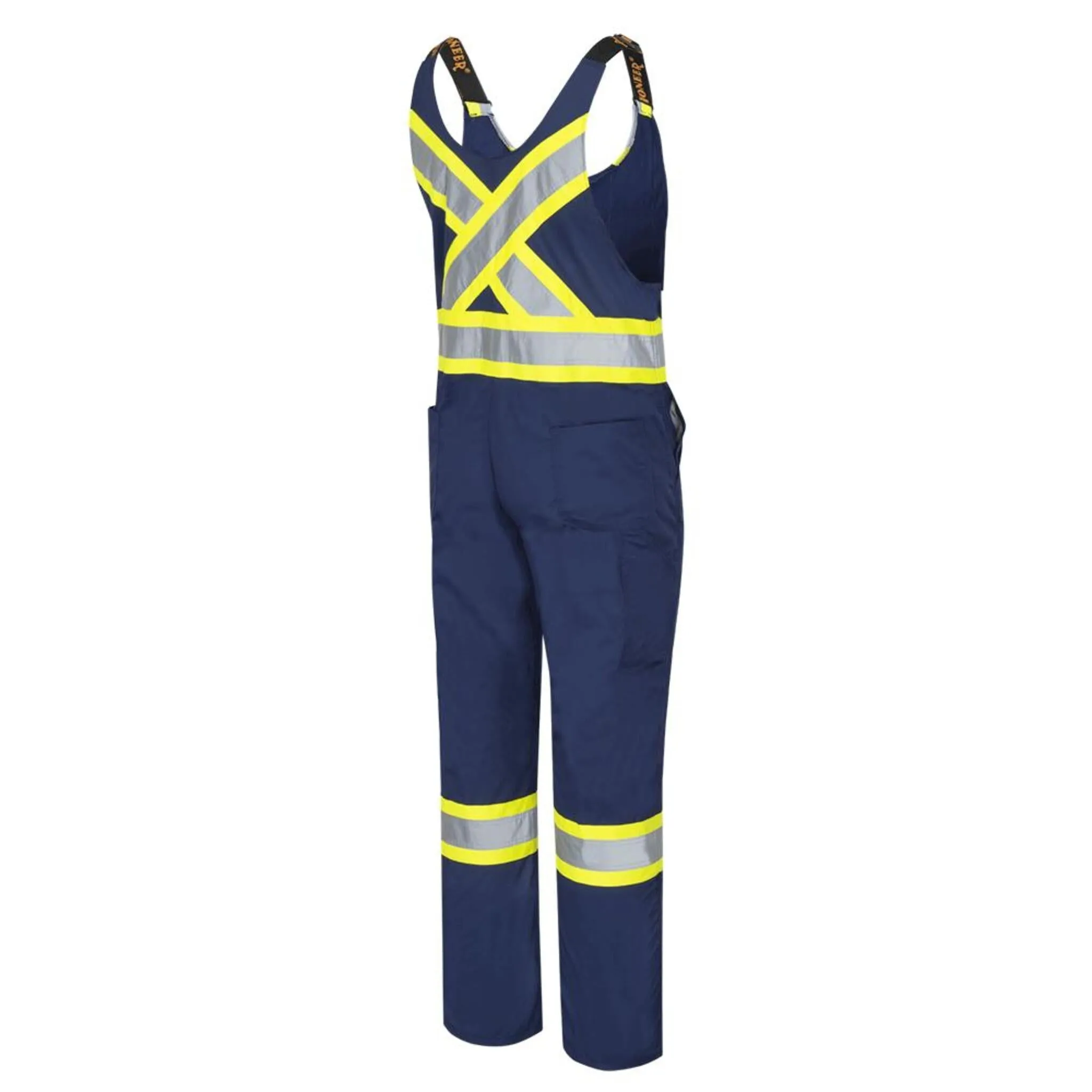 Pioneer Men's Poly/Cotton Safety Overalls, CSA Certified, Reflective Tape, Heavy-Duty Zipper, Adjustable Strap, High Visibility Workwear | Sizes 36-60