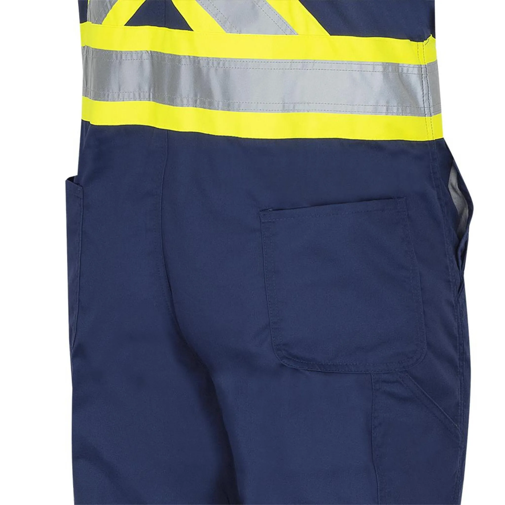 Pioneer Men's Poly/Cotton Safety Overalls, CSA Certified, Reflective Tape, Heavy-Duty Zipper, Adjustable Strap, High Visibility Workwear | Sizes 36-60