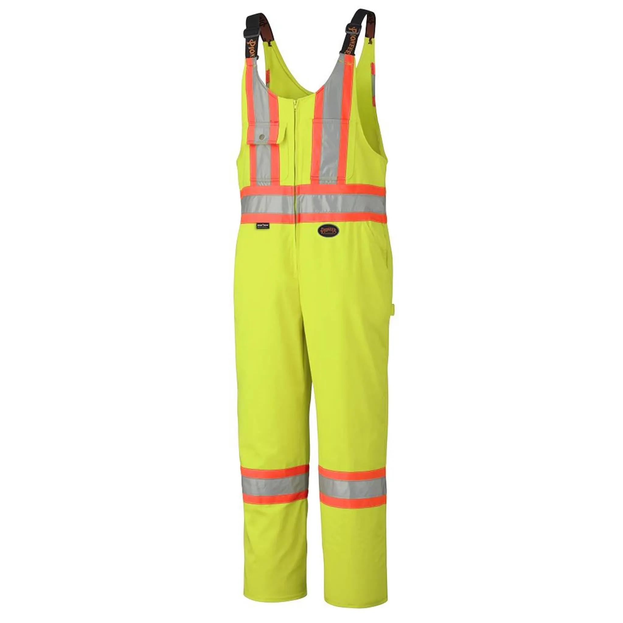 Pioneer Men's Poly/Cotton Safety Overalls, CSA Certified, Reflective Tape, Heavy-Duty Zipper, Adjustable Strap, High Visibility Workwear | Sizes 36-60