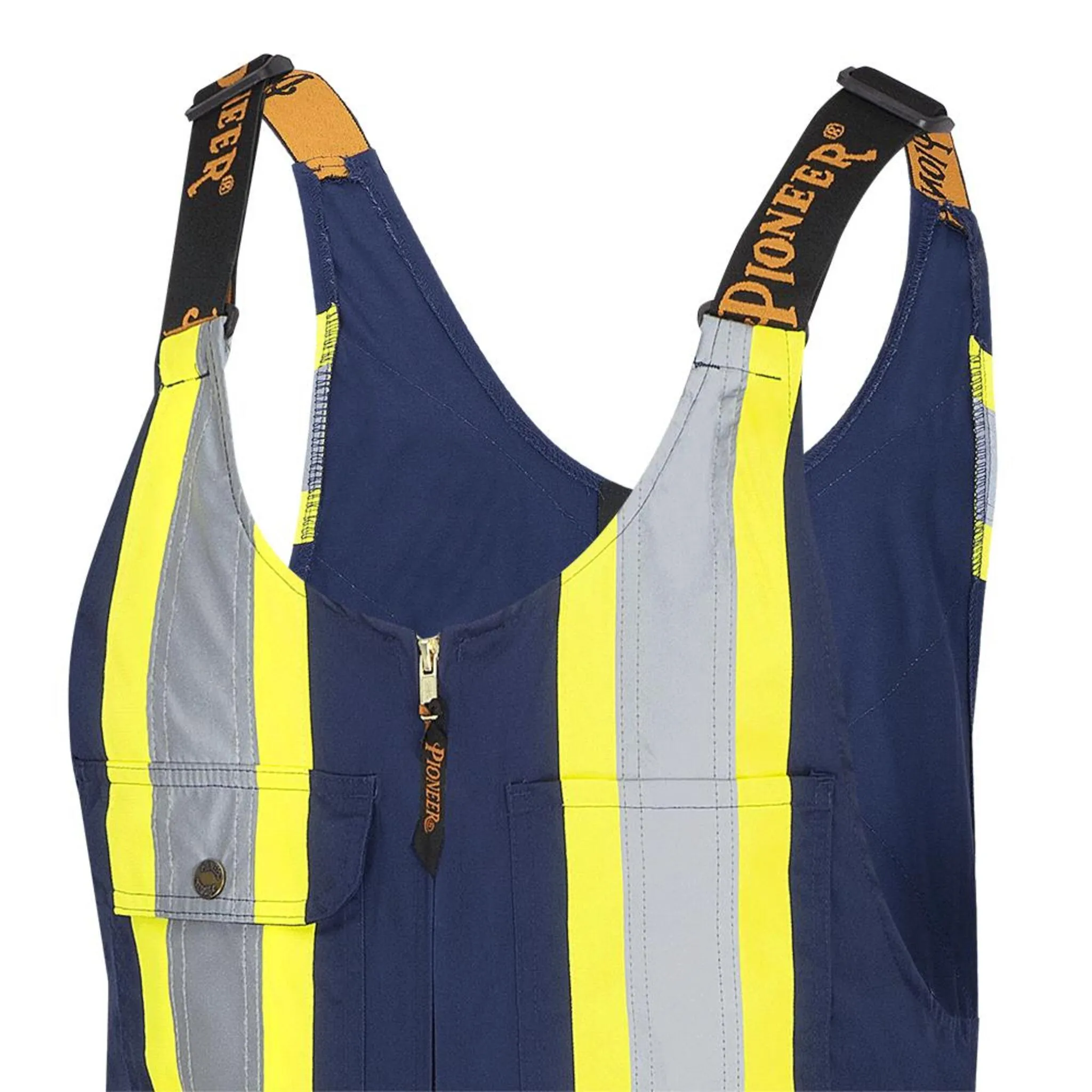 Pioneer Men's Poly/Cotton Safety Overalls, CSA Certified, Reflective Tape, Heavy-Duty Zipper, Adjustable Strap, High Visibility Workwear | Sizes 36-60