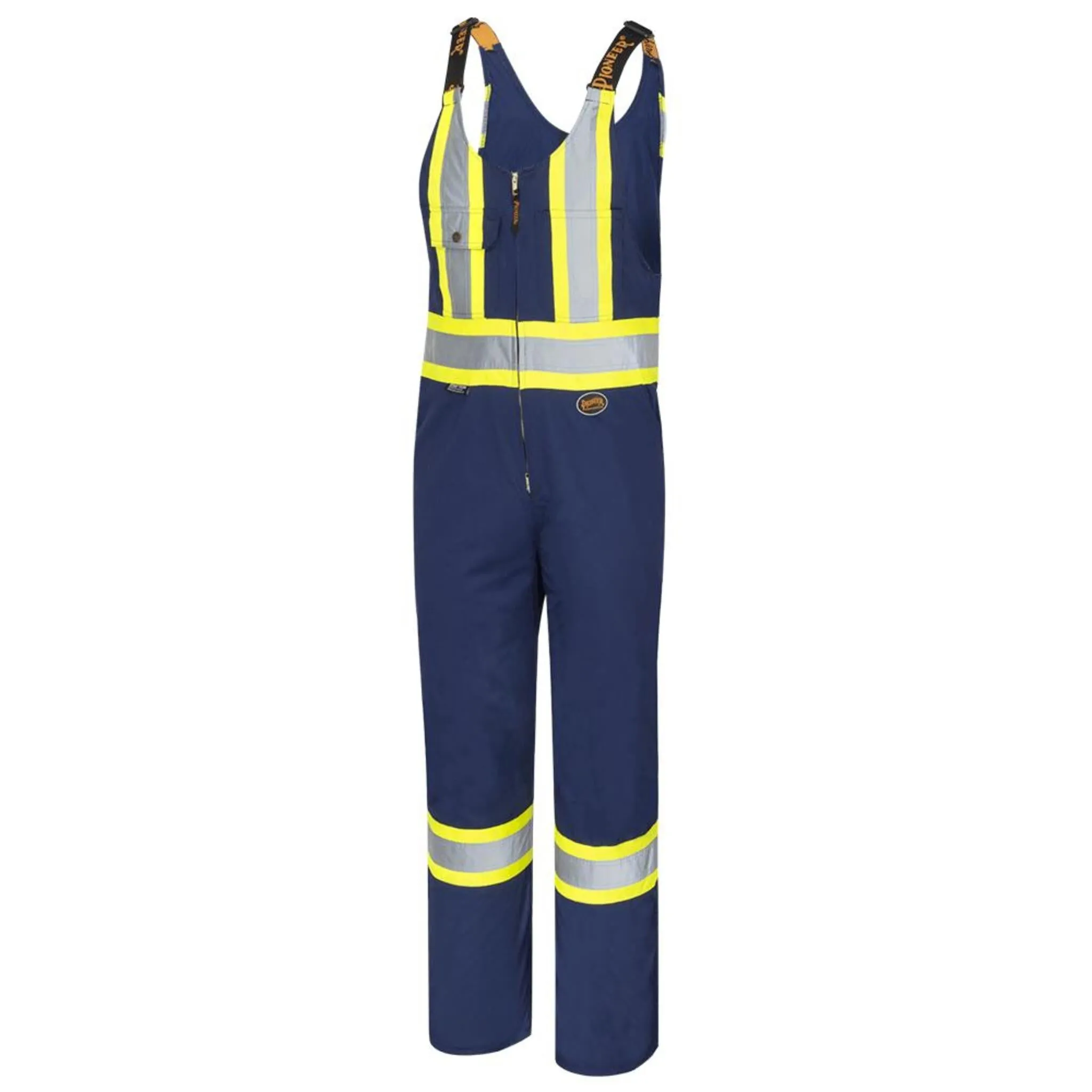 Pioneer Men's Poly/Cotton Safety Overalls, CSA Certified, Reflective Tape, Heavy-Duty Zipper, Adjustable Strap, High Visibility Workwear | Sizes 36-60