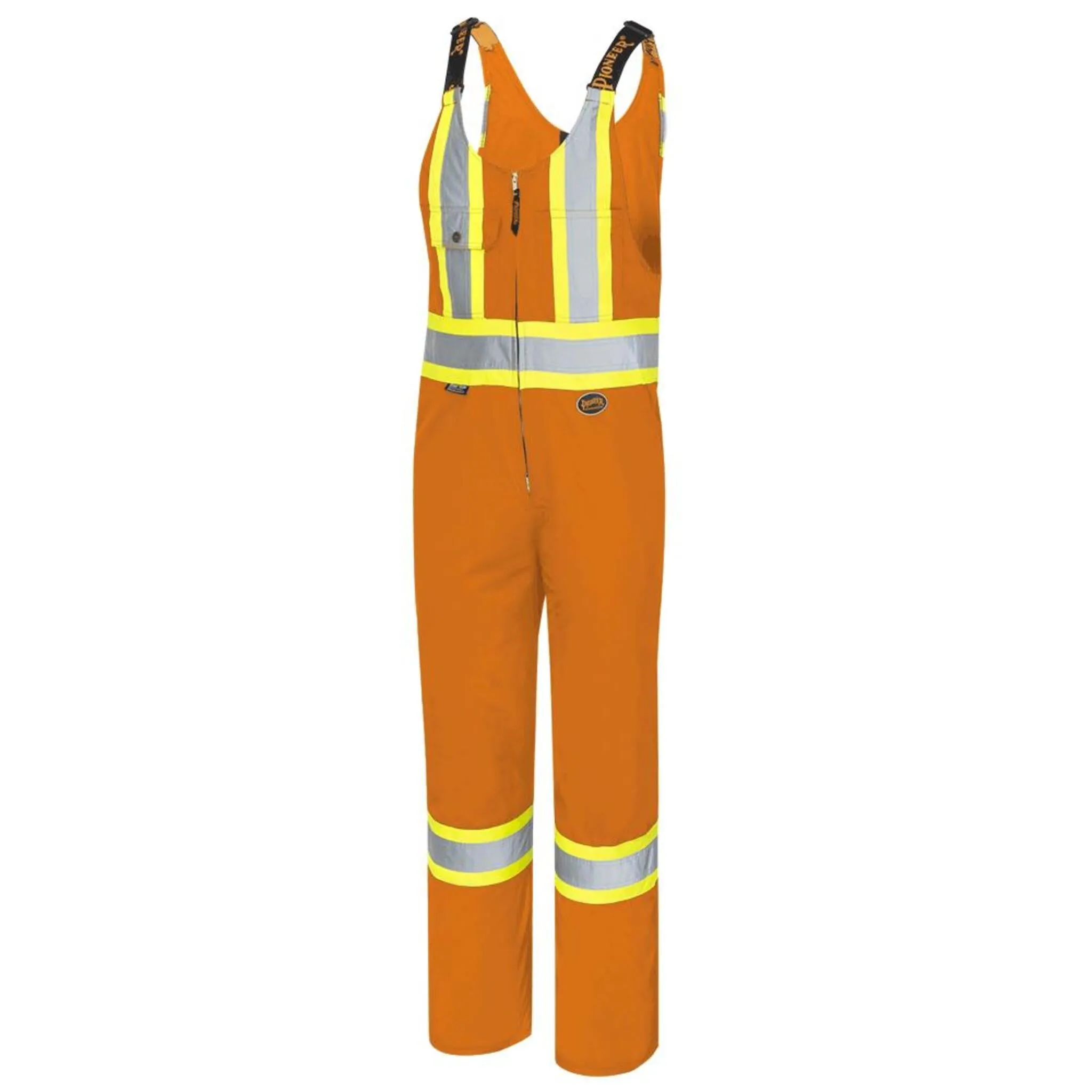 Pioneer Men's Poly/Cotton Safety Overalls, CSA Certified, Reflective Tape, Heavy-Duty Zipper, Adjustable Strap, High Visibility Workwear | Sizes 36-60
