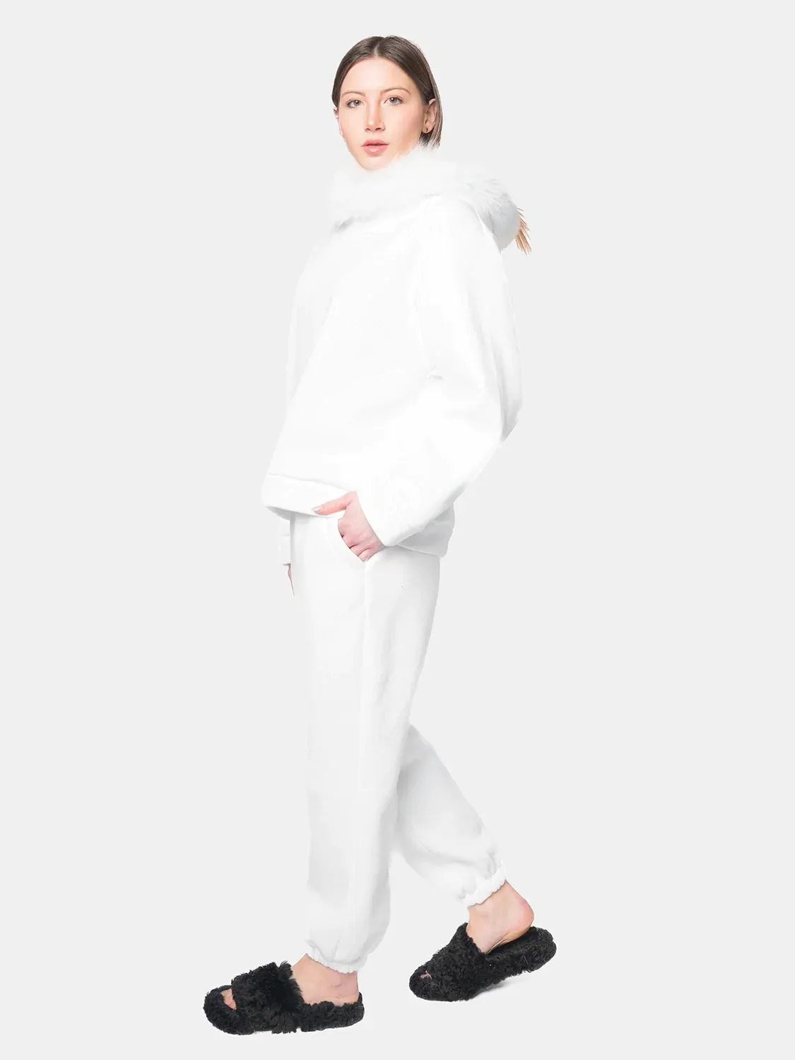 PORTO VENERE - Hood with white fox trim