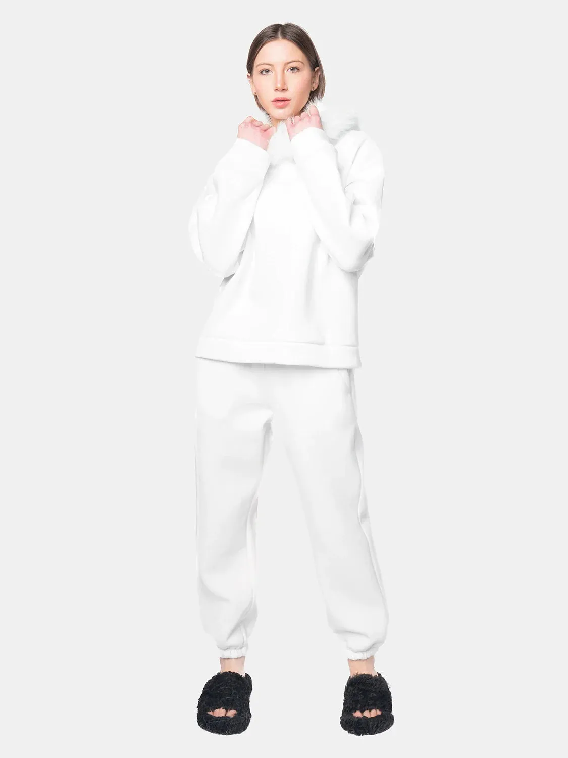 PORTO VENERE - Hood with white fox trim