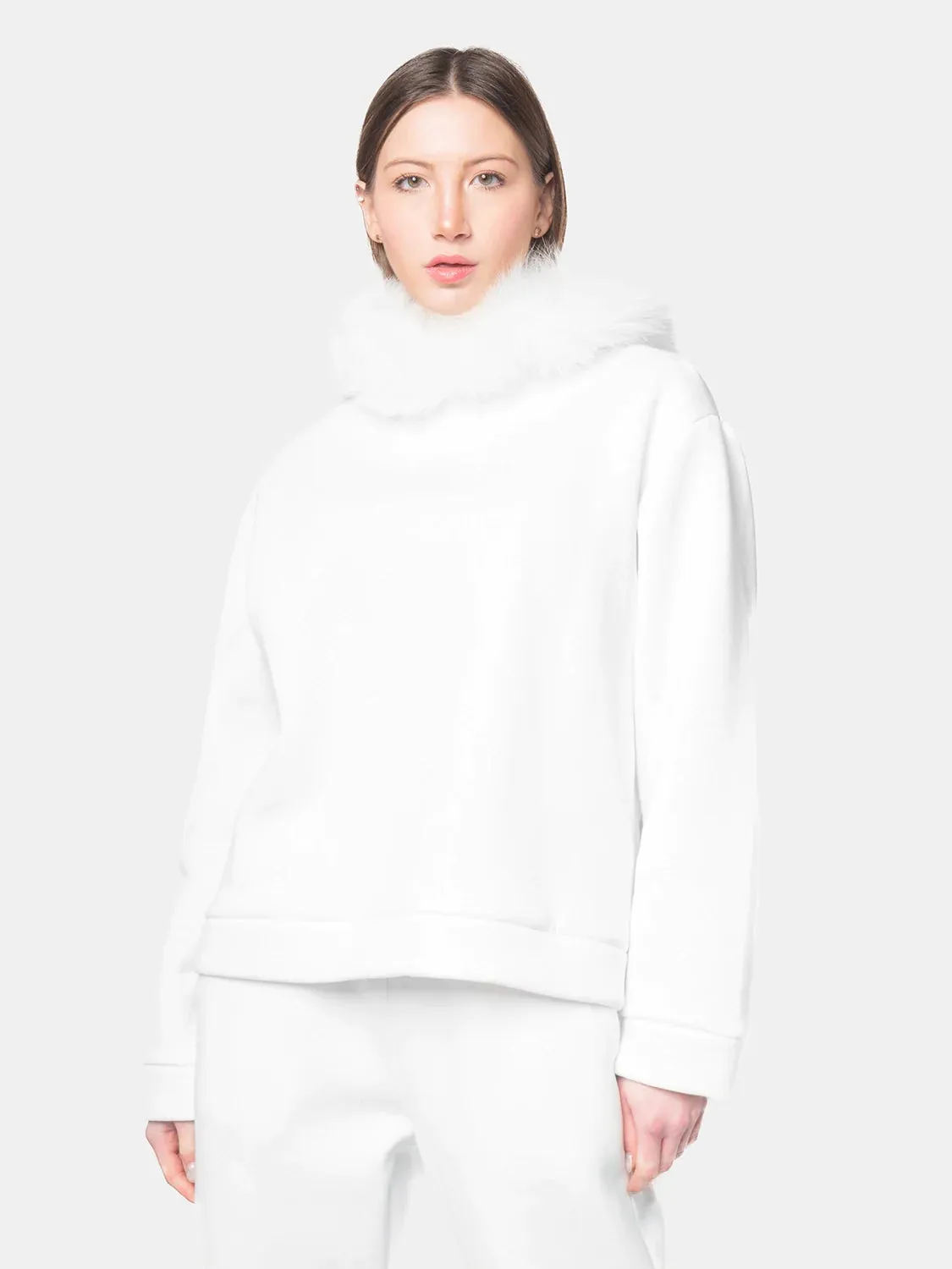PORTO VENERE - Hood with white fox trim