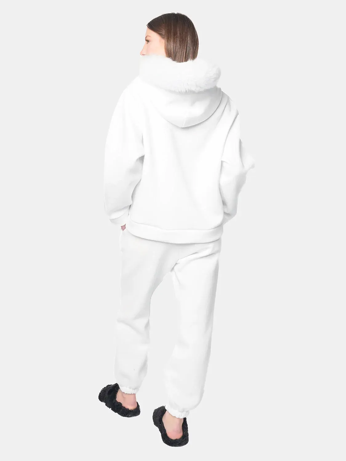 PORTO VENERE - Hood with white fox trim