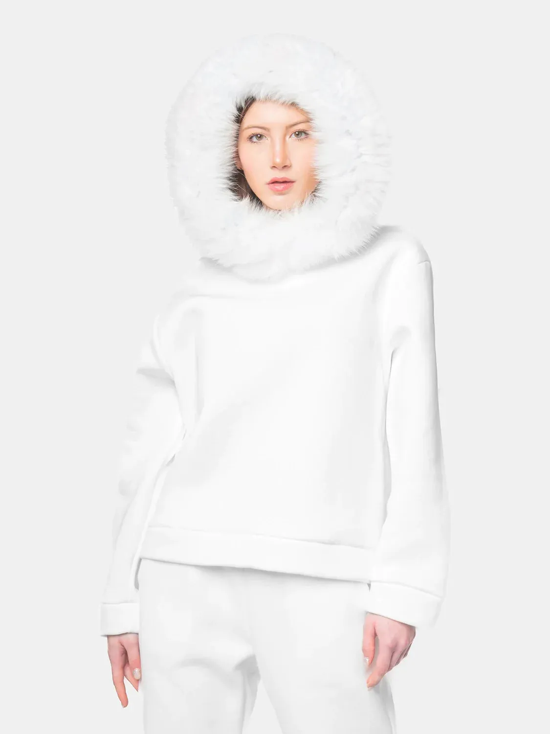 PORTO VENERE - Hood with white fox trim
