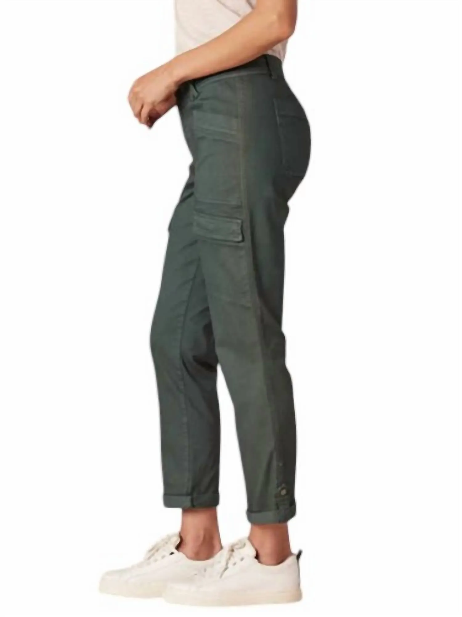 "ab"solution High Rise Roll Cuff Cargo Pocket Cargo Utility Pants In Agave