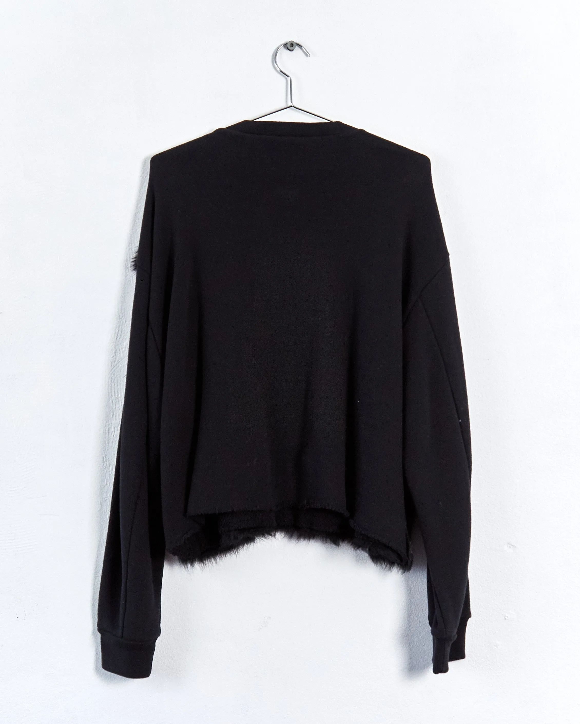 Raey fur front sweatshirt, black, 8