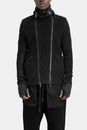 Resinated Double zip high neck sweater