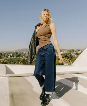 Reward - High Rise Tab Cuffed Ankle Wide Leg Jeans