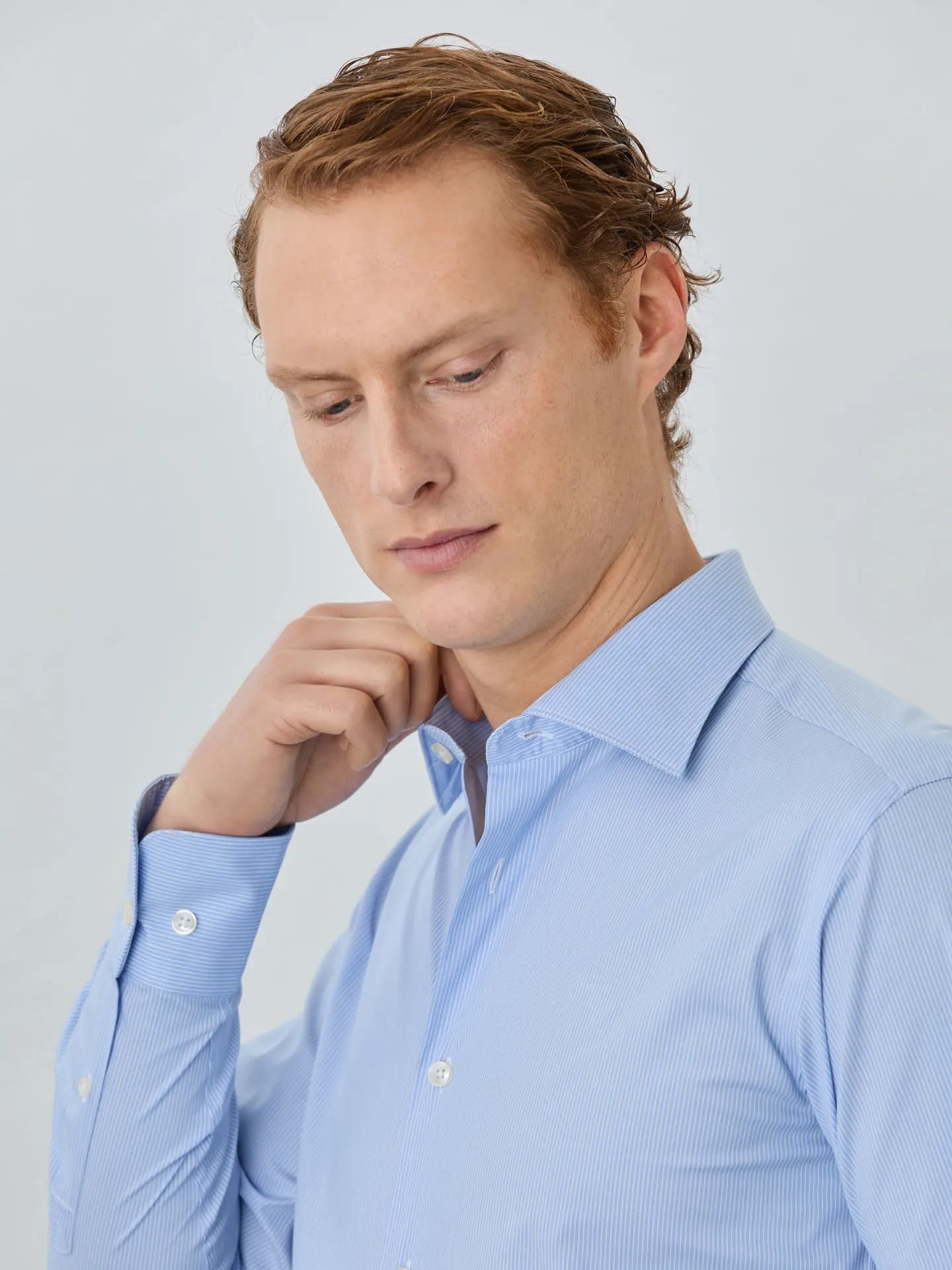 Slim Fit Shirt With Oxford Collar In Cotton Blend With Stripes