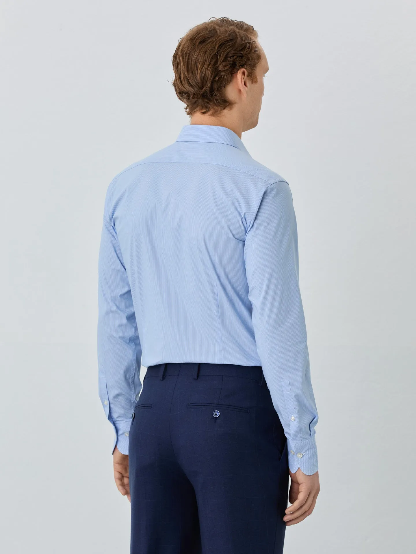 Slim Fit Shirt With Oxford Collar In Cotton Blend With Stripes
