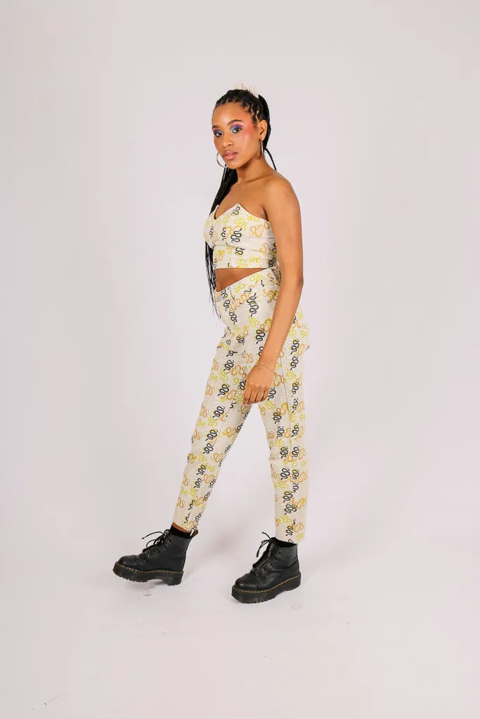 Snake Printed Denim Mom Jeans