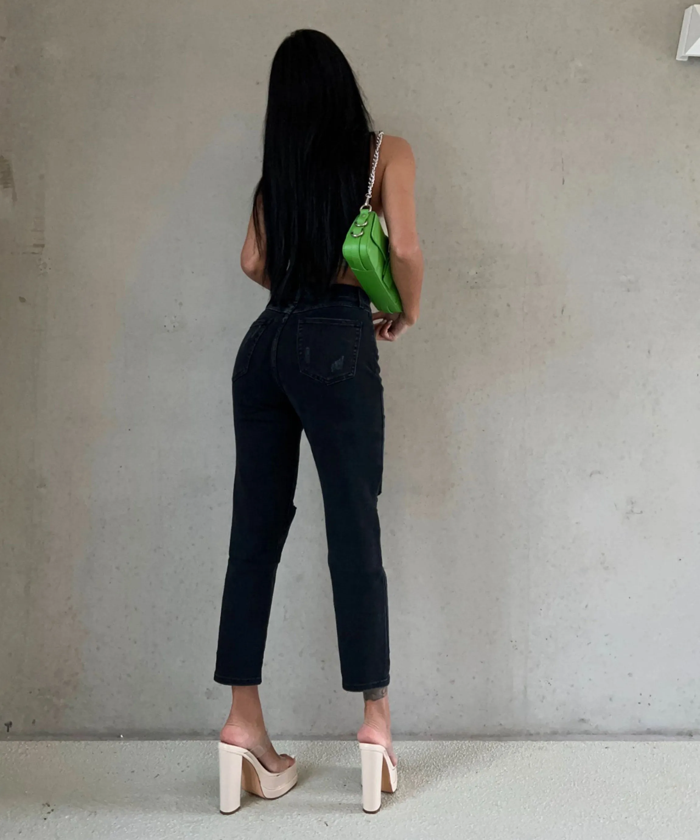 Stretch Mum Jeans Holly Schwarz