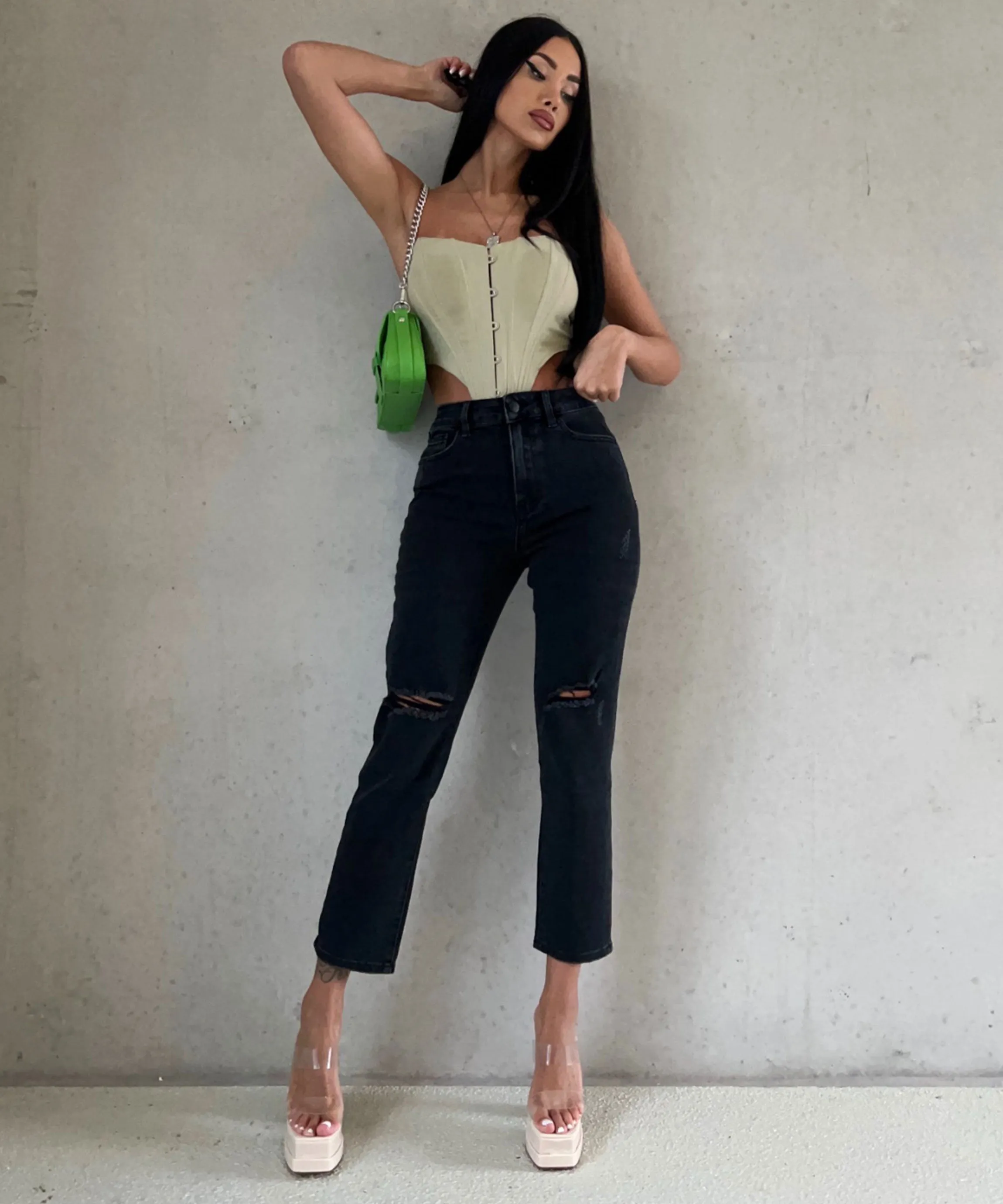 Stretch Mum Jeans Holly Schwarz