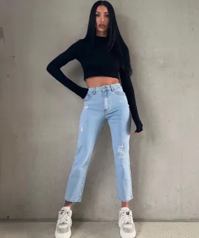 Stretch Mum Jeans Wendy Hellblau
