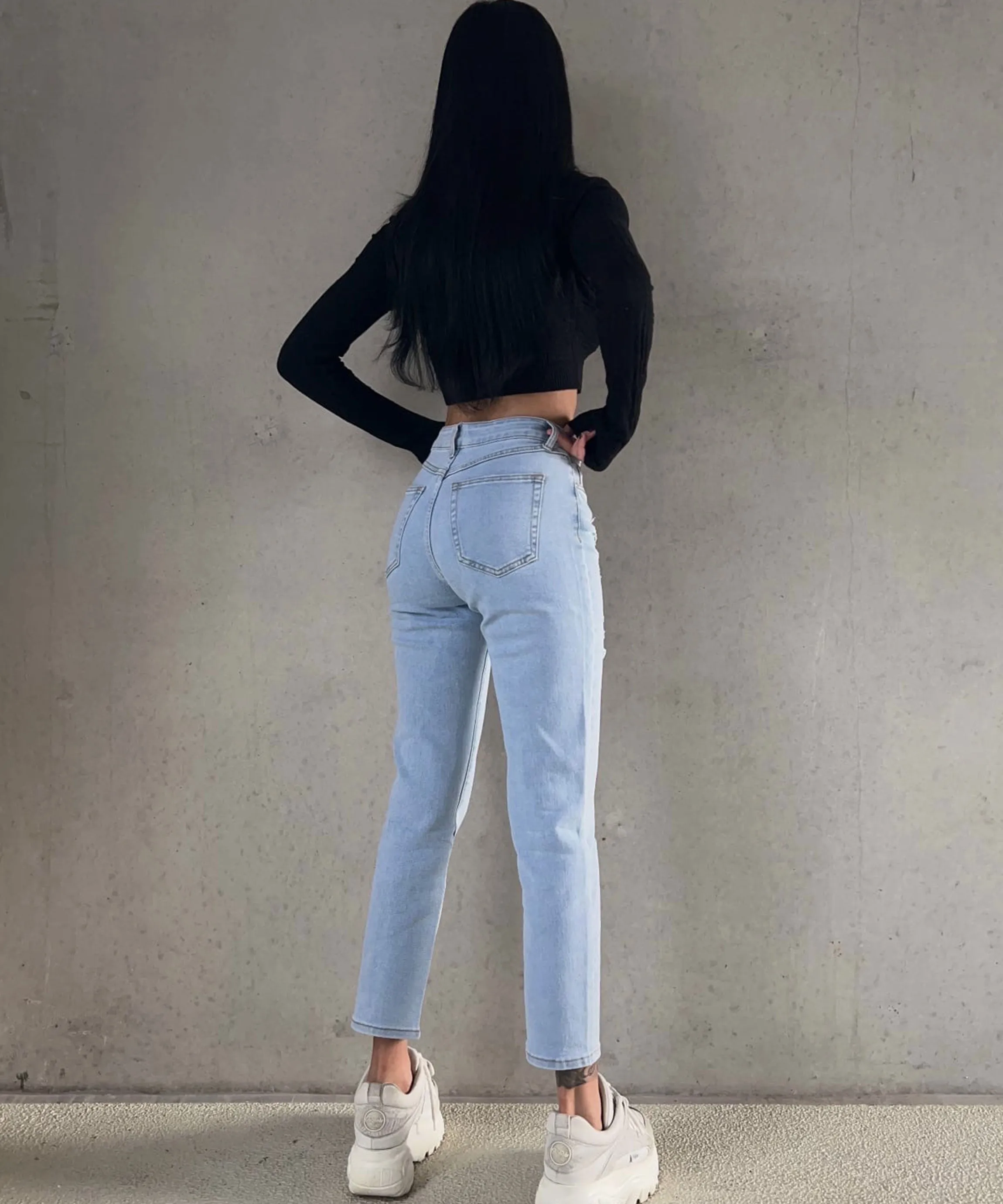 Stretch Mum Jeans Wendy Hellblau