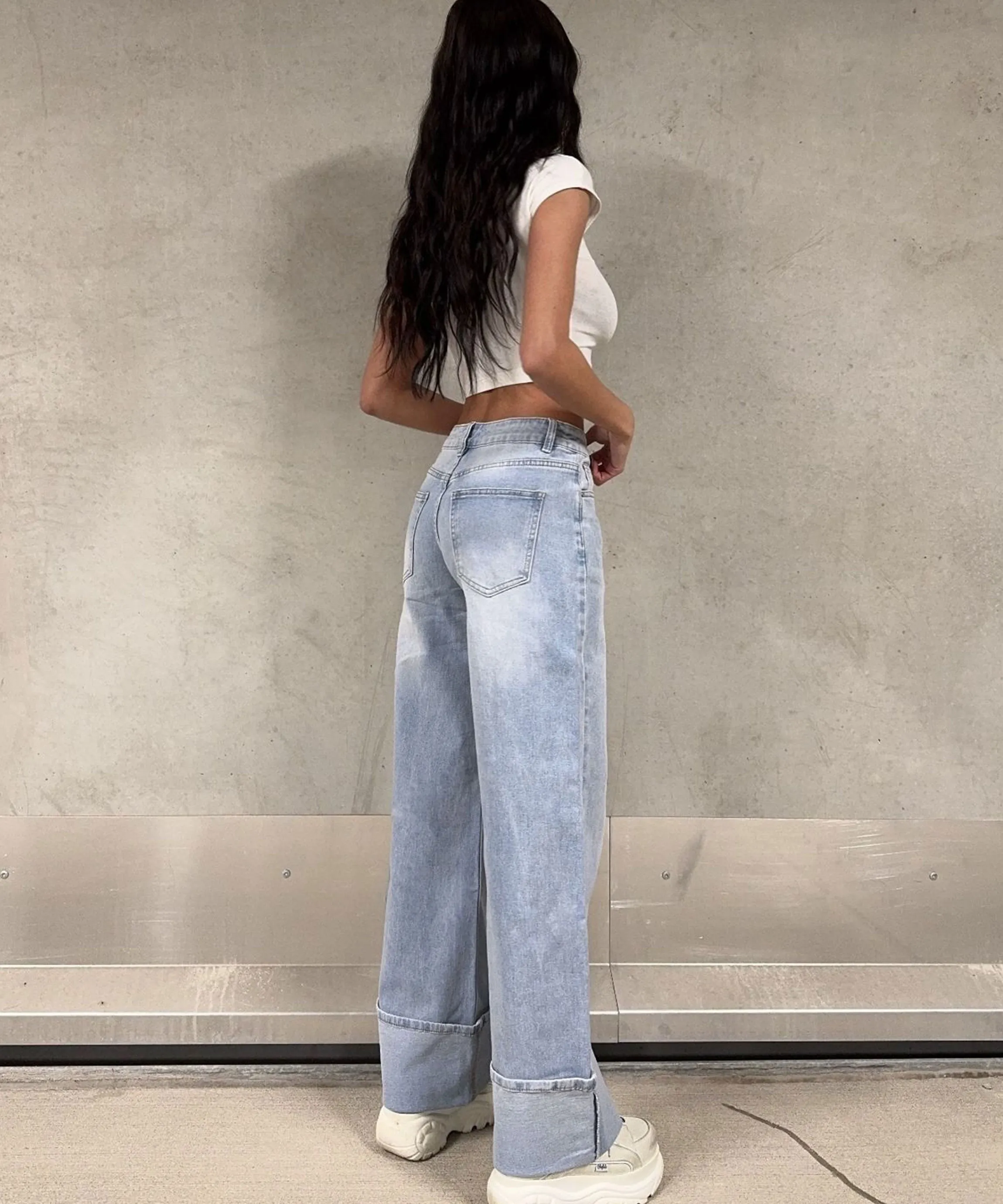 Stretch Wide Leg Jeans Tria Blau