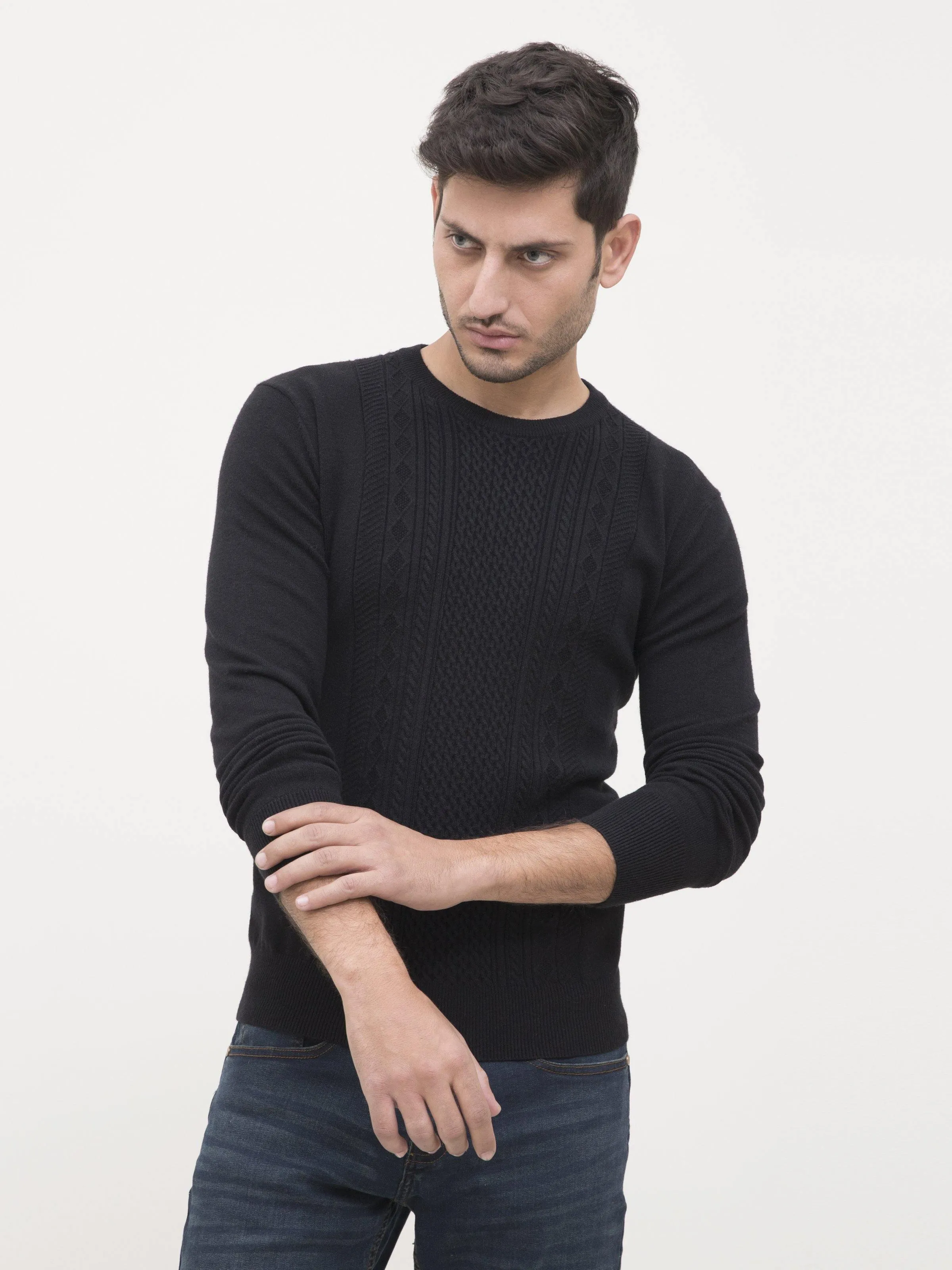 SWEATER CREW NECK FULL SLEEVE BLACK
