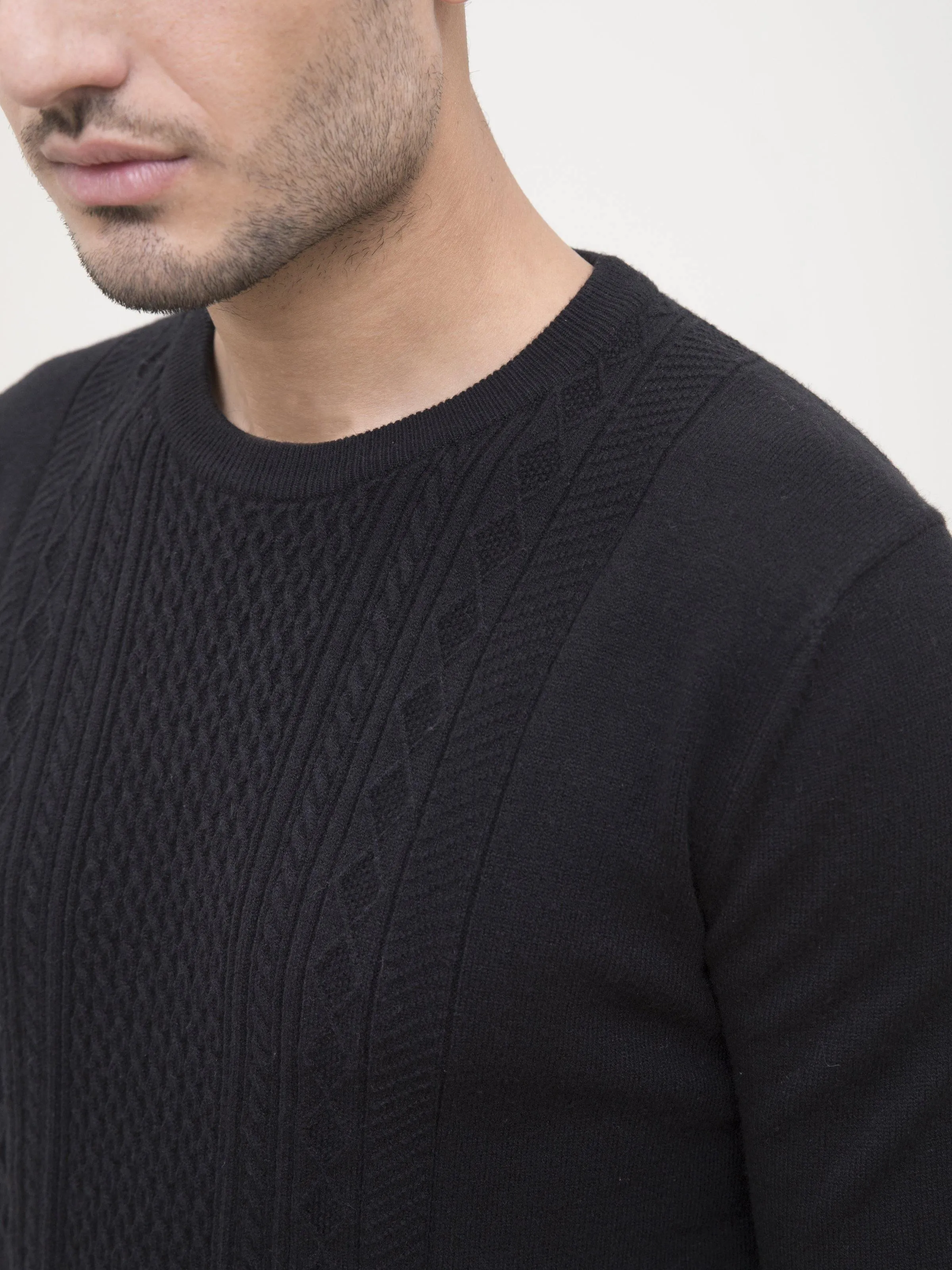 SWEATER CREW NECK FULL SLEEVE BLACK