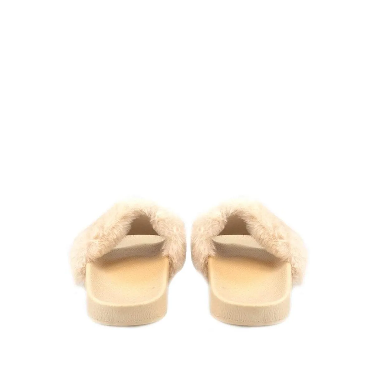 TIANNA Diamante Link Chain On Fur Mule
