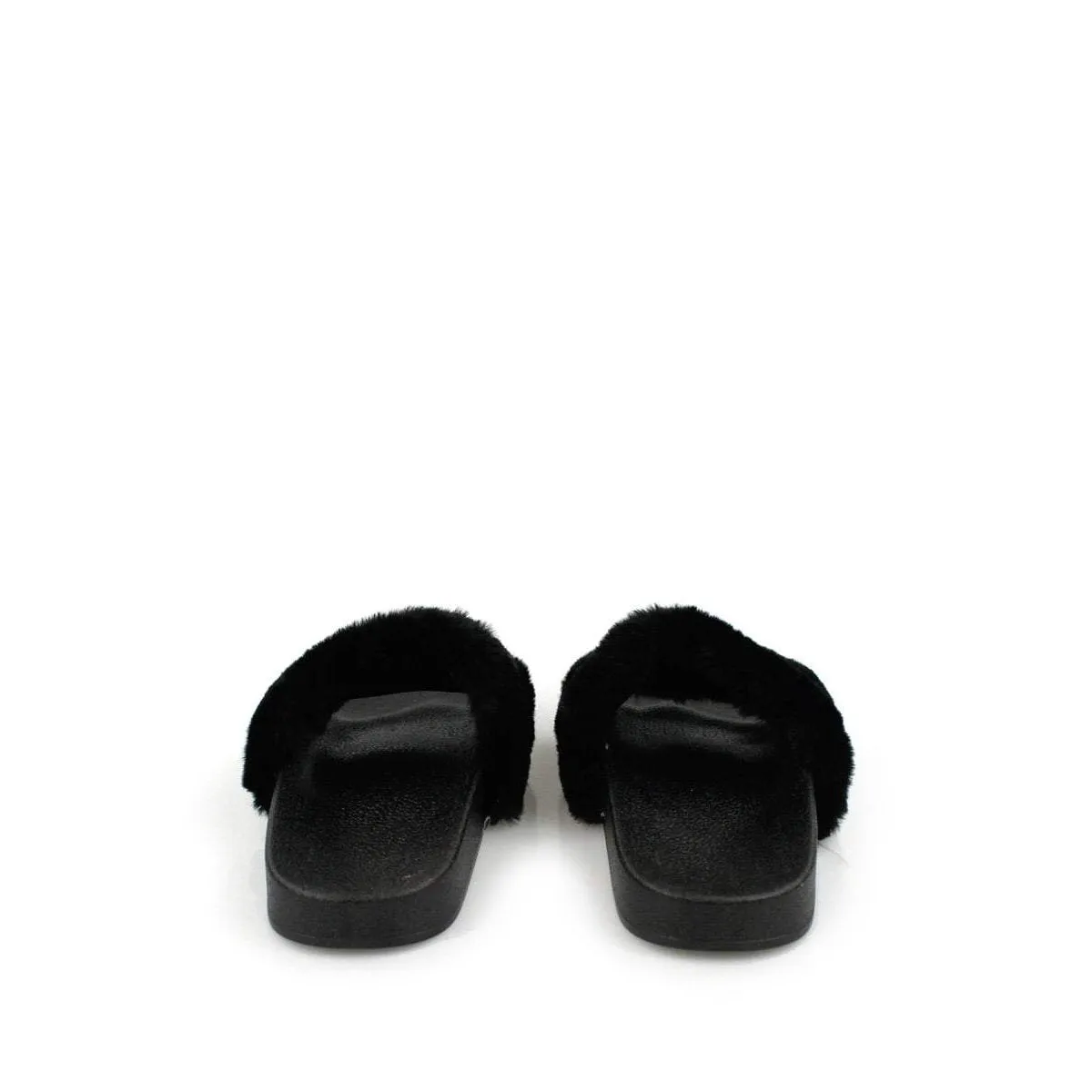 TIANNA Diamante Link Chain On Fur Mule